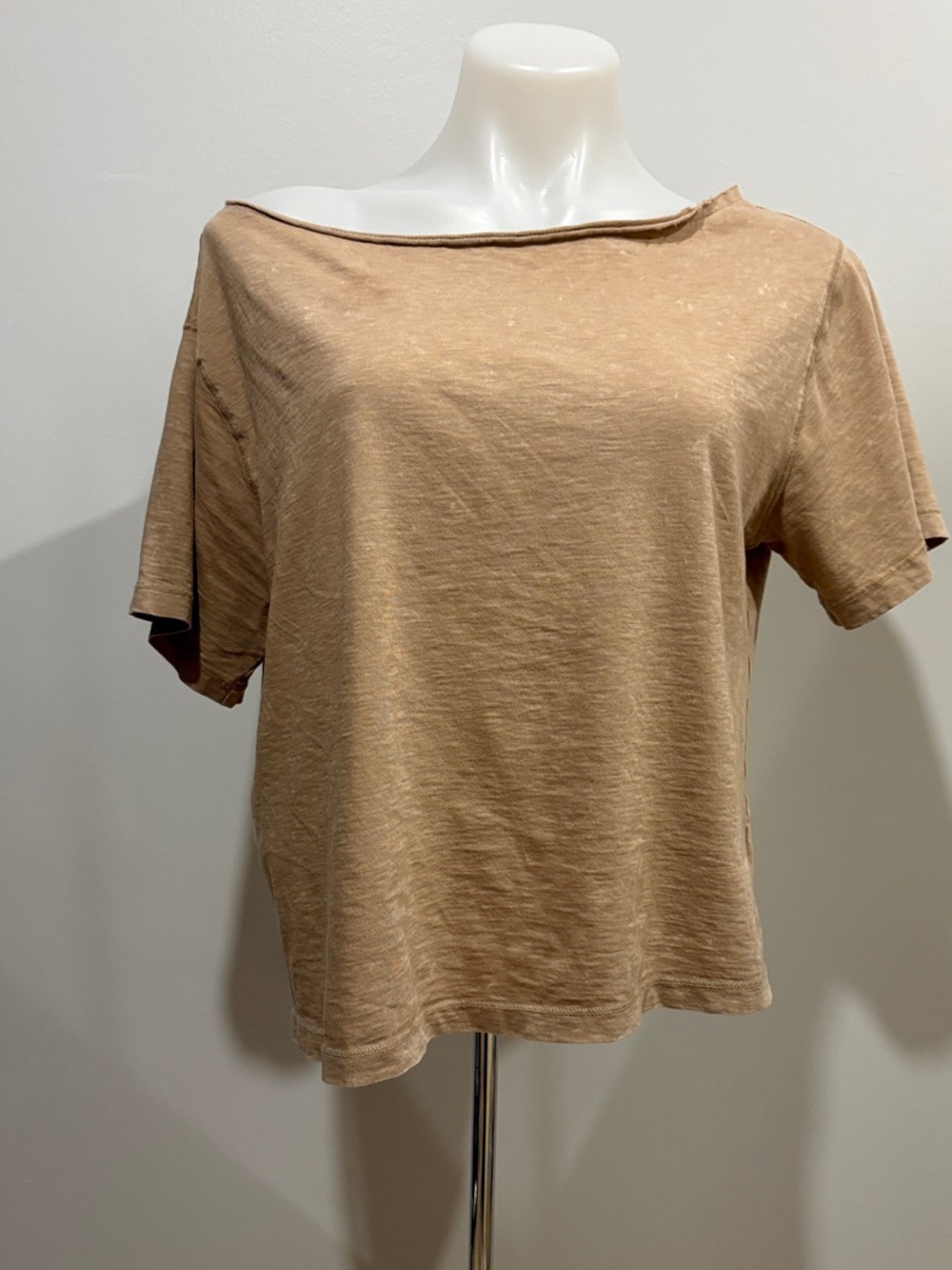 aerie Slub Scoop Neck Short Sleeve Top - Beige